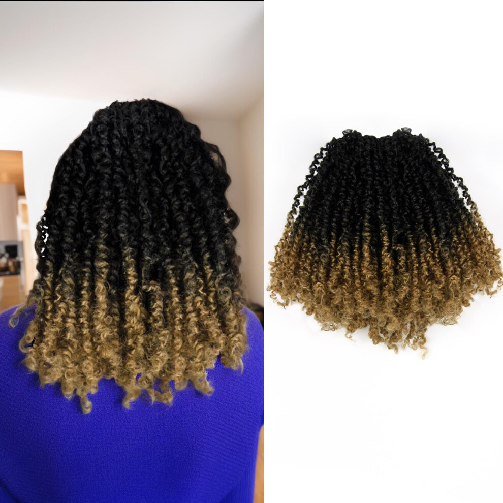 Unisex Golden 8 Inch Crochet Passion Twist Hair Extensions T27 Tone Prelooped For Quick Installation