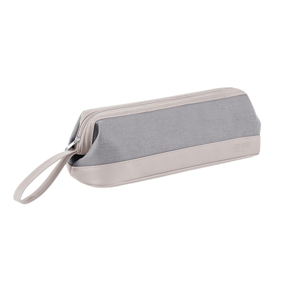 Hair Dryer Travel Case with Secure Compartments, Light Grey PU Hair Styling Tool Organizer