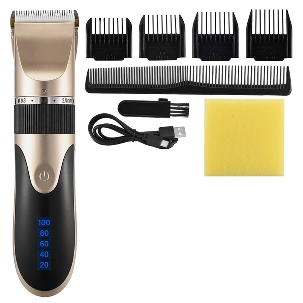 Professional Cordless Hair Clippers for Men with Ceramic Blade, Low Noise, Precise Length Control, Gold