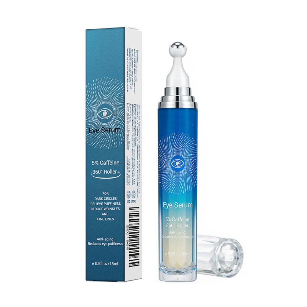 Dark Caffeine Eye Serum With 360 Cooling Rollerball For Circles, Puffiness, Wrinkles, And Hydration