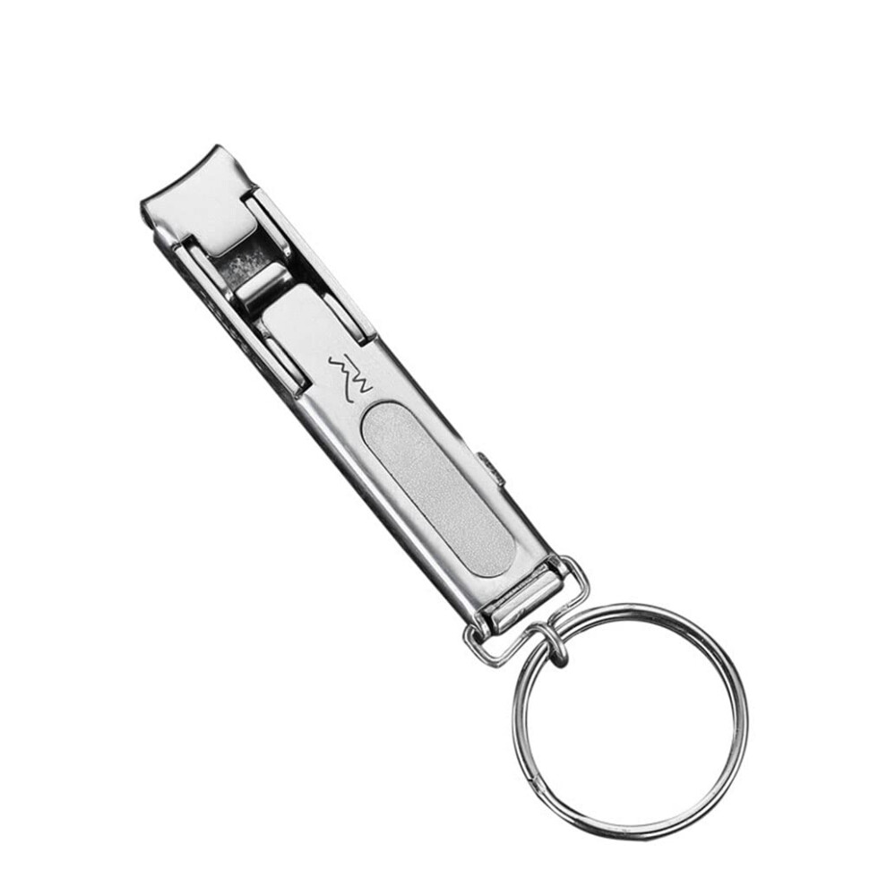 Black Stainless Steel Nail Clipper With Catcher And File, Professional Manicure Toenail Cutter