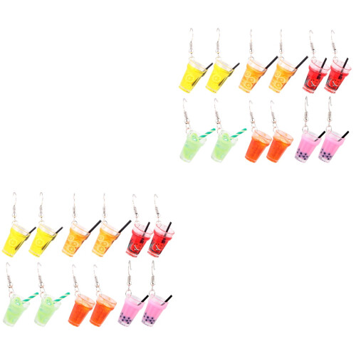 12 Pairs Simulation Fun Earring Drink Bottle Earrings Juice Mug 2