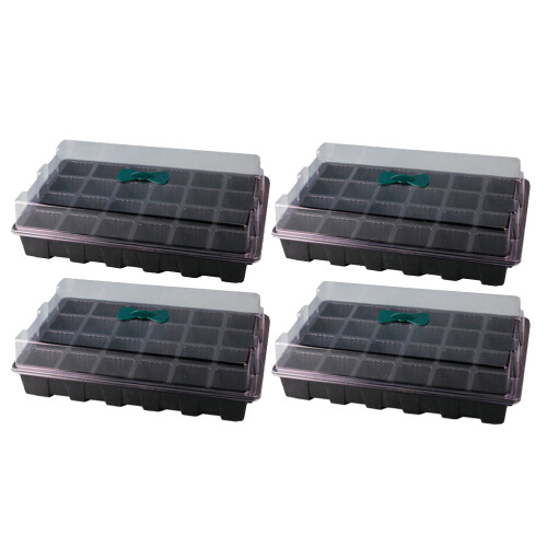 8 Sets 24 Cells Plant Germination Tray With Lids And Handle