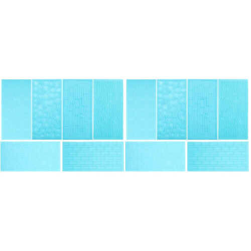 12Pcs Sky-Blue Clay Embossed Mats Practical DIY Craft Tools 2
