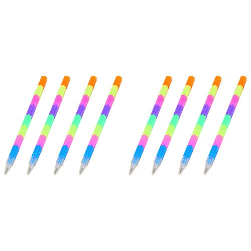 24 Pcs Rainbow Building Block Writing Pen Stacker For Kids 1