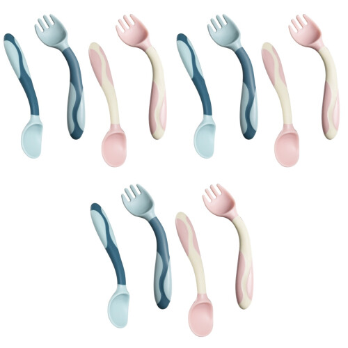 6 Sets Flexible Spoons And Forks Baby Training Utensils 2