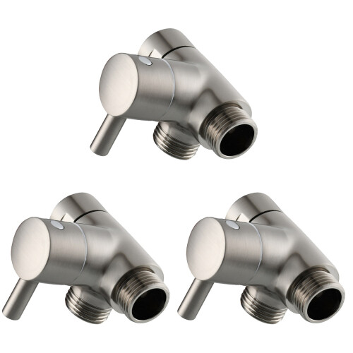 3Pcs Durable Silver Faucet Diverter 3-Way Adapter for Bathroom Use 2