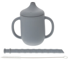 5Pcs Dark Grey Silicone Training Cups Baby Straw Cups for Toddler Use