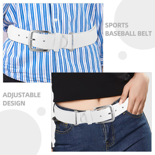 2St Dames Softballs Tailleband Wit, Elastisch PU Leer, Sport Riem 2