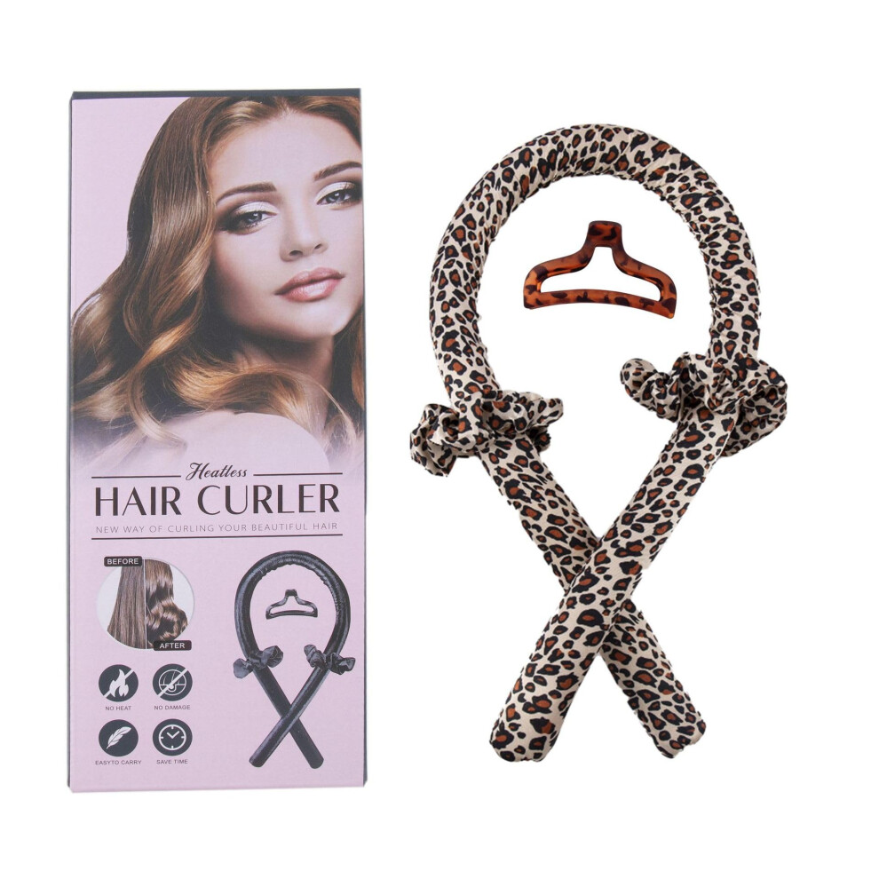Heatless Curling Set Leopard Print Silk Foam No Heat Hair Curler for Overnight Waves