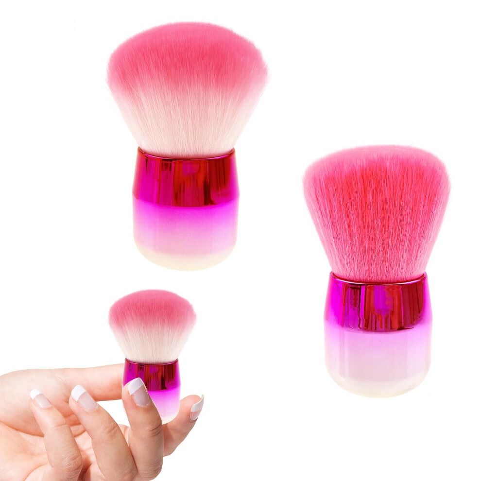 2 PCS Nail Dust Brush with Soft Fiber Bristles, Pink Acrylic Handle for Nail and Makeup Cleaning
