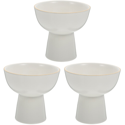 3Pcs White Ceramic Cups for Ice Cream Juice and Dessert 2