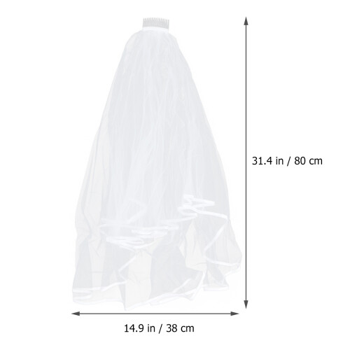 2Pcs Beige Bridal Veil 2 Tier Comb Elegant Wedding Tulle Accessory