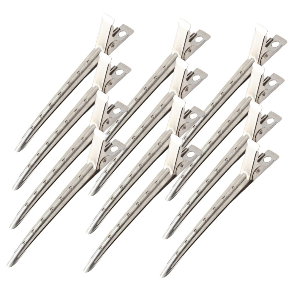 Unisex 12Pcs Stainless Steel Hair Sectioning Clips For Salon, Professional Barber Hair Clips For Styling