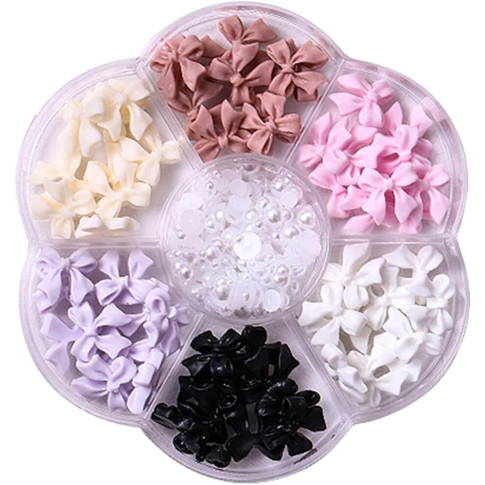 3D Nail Art Charms Resin Bow Knot Decorations Mixed Color Pearl Bows for Acrylic Nails DIY