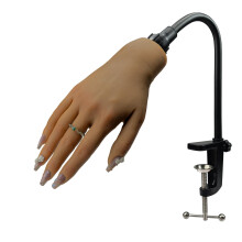 Silicone Nail Practice Hand with Stand, Realistic Texture Training Hand for Acrylic Nails 4# Right