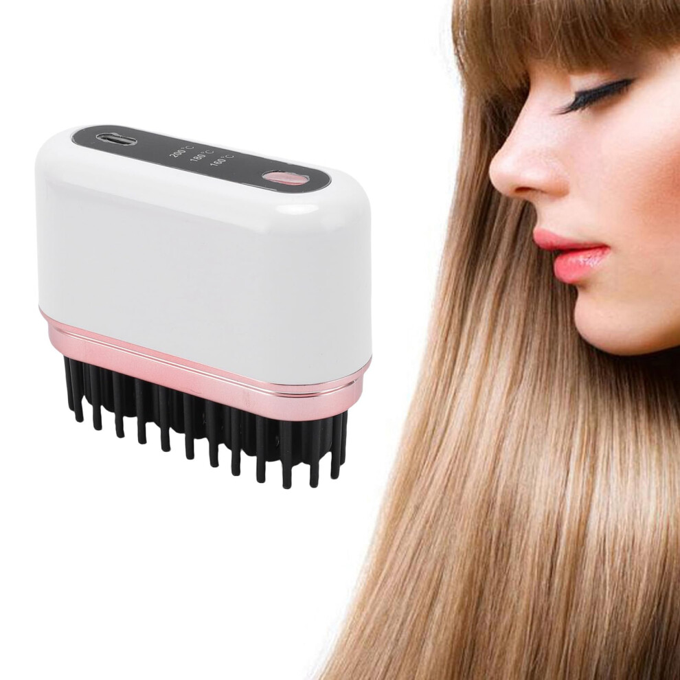 Mini Cordless Hair Straightener Brush with 20s Fast Heat, Ionic Anti Scald Design for Travel