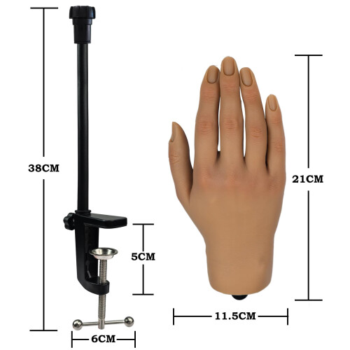 Silicone Nail Practice Hand with Stand, Realistic Texture Training Hand for Acrylic Nails 4# Right 2