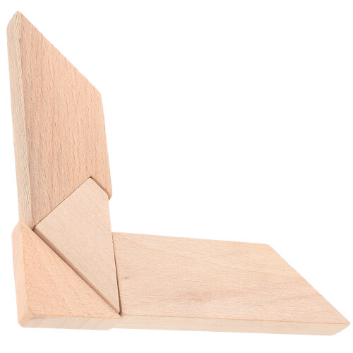 16 Pcs T Puzzle Wooden Brain Teaser Cube Game Educational Tool Khaki 2
