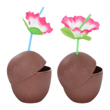 2St PP Tiki Cups Lichtbruin Decoratieve Cocktail Cups Voor Bar & Thuis