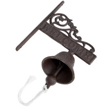 2Pcs Wall Hanging Iron Bell Doorbell Retro Manual Shaking Welcome Sign