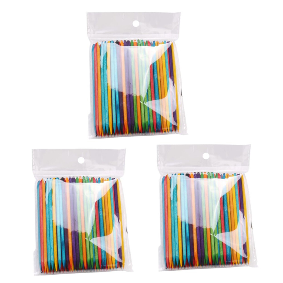 Orange 300Pcs Doubleended Sticks For Nail Art And Cuticle Care Wooden Manicure Tools