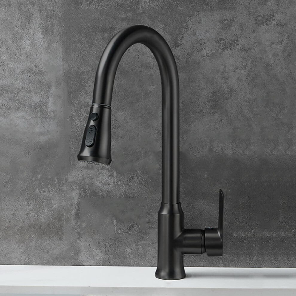 Kitchen Mixer Tap With Pull Out Spray, 2 Modes Hot Cold Faucet For Sink, Single Lever Brass Gun Gray 9099447713933