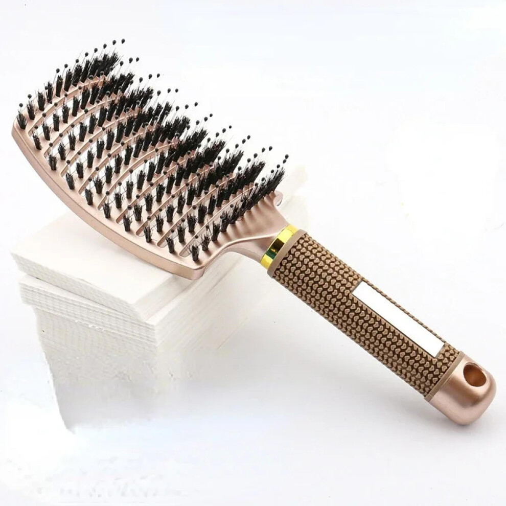 Gold Detangling Hair Brush With Ergonomic Grip And Vented Comb For Wet And Dry Hair