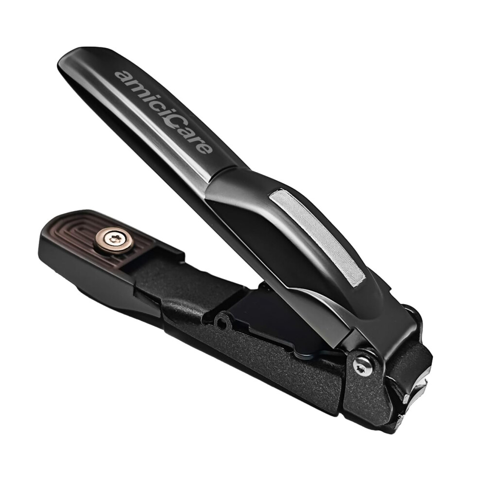 Black Professional Nail Clipper With Automatic Collector And Builtin Polisher For Precision Cutting,