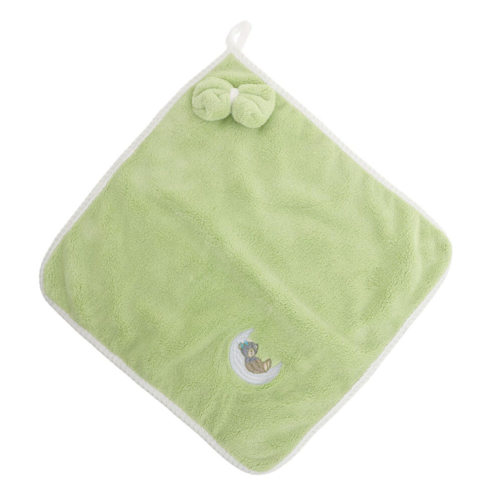 Cartoon Hand Towel Soft Plush Fleece Fast Absorption For Kids Bathroom And Travel Green