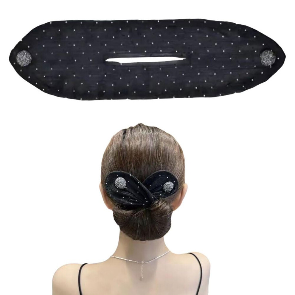 Hair Bun Maker with Hand Embroidered Floral Design, Mesh Bun Tool for Fast Hair Styling, No Pins Needed