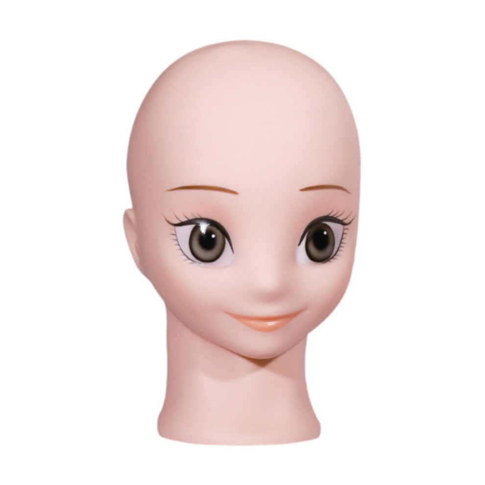 Unisex Mannequin Head For Wig Making And Styling With Cute Cartoon Face Pvc Stand, 19.69In Circumference