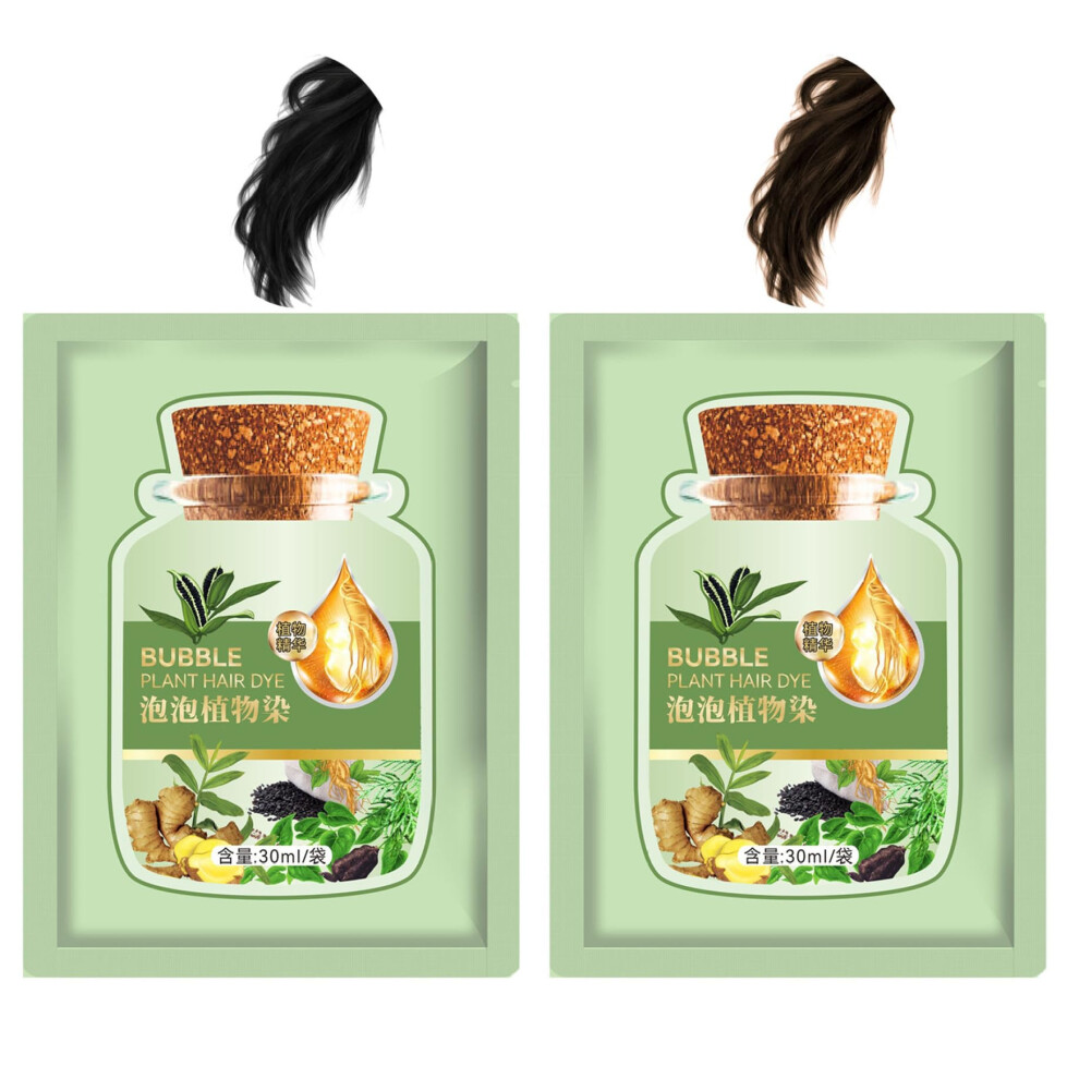 Brown,Grey Hair Dye Coffee Color Bubble Formula With Conditioner, Plantbased Grey Coverage, 10 Pack