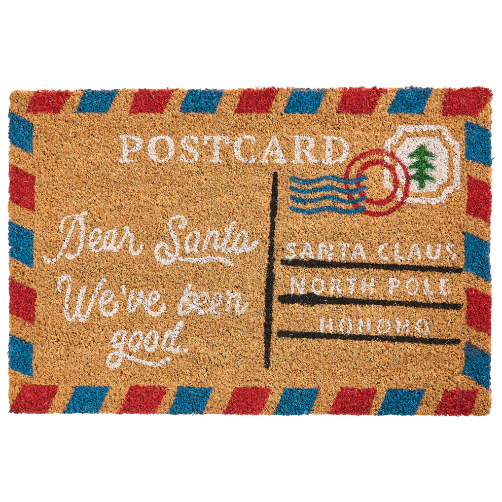 Beliani Doormat Katalla Natural 40 X 60 Cm Christmas Motif Coir