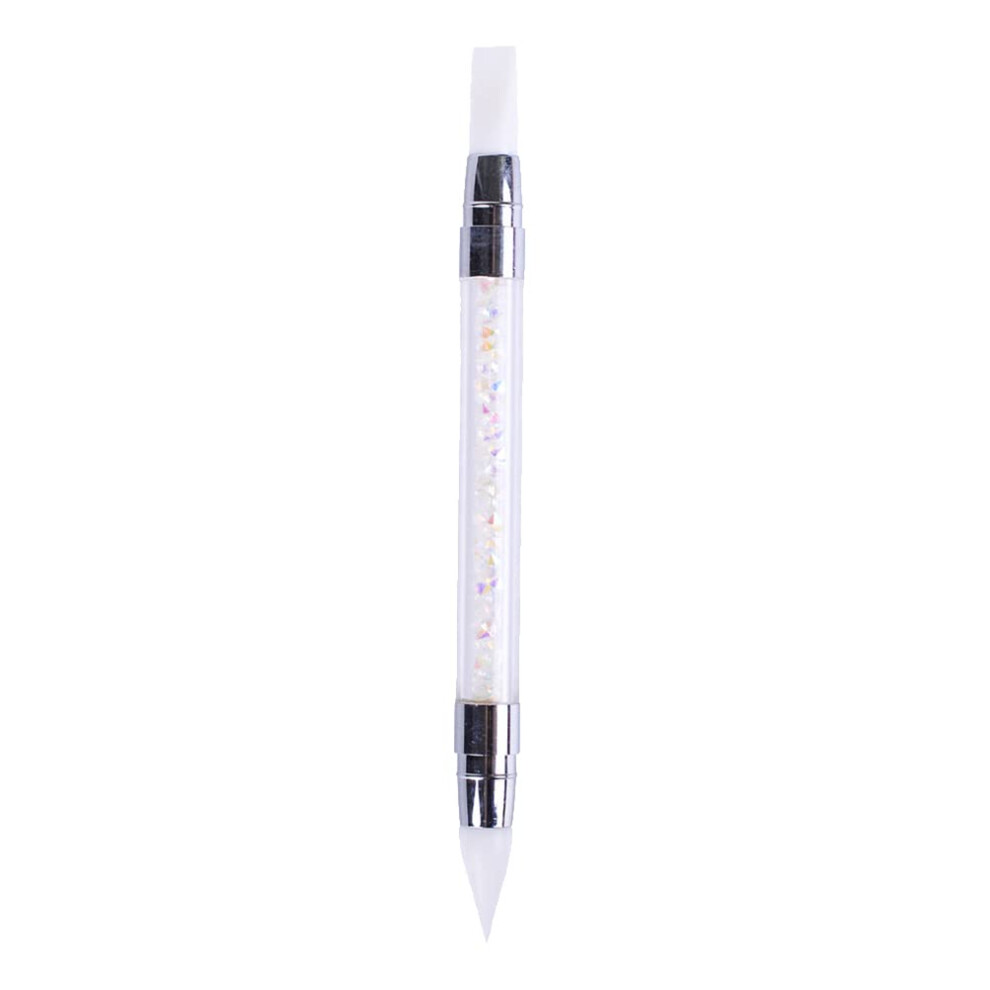 Nail Art Brushes Dual Tip Design with Silicone Head for Dotting Carving and Manicure Detailing