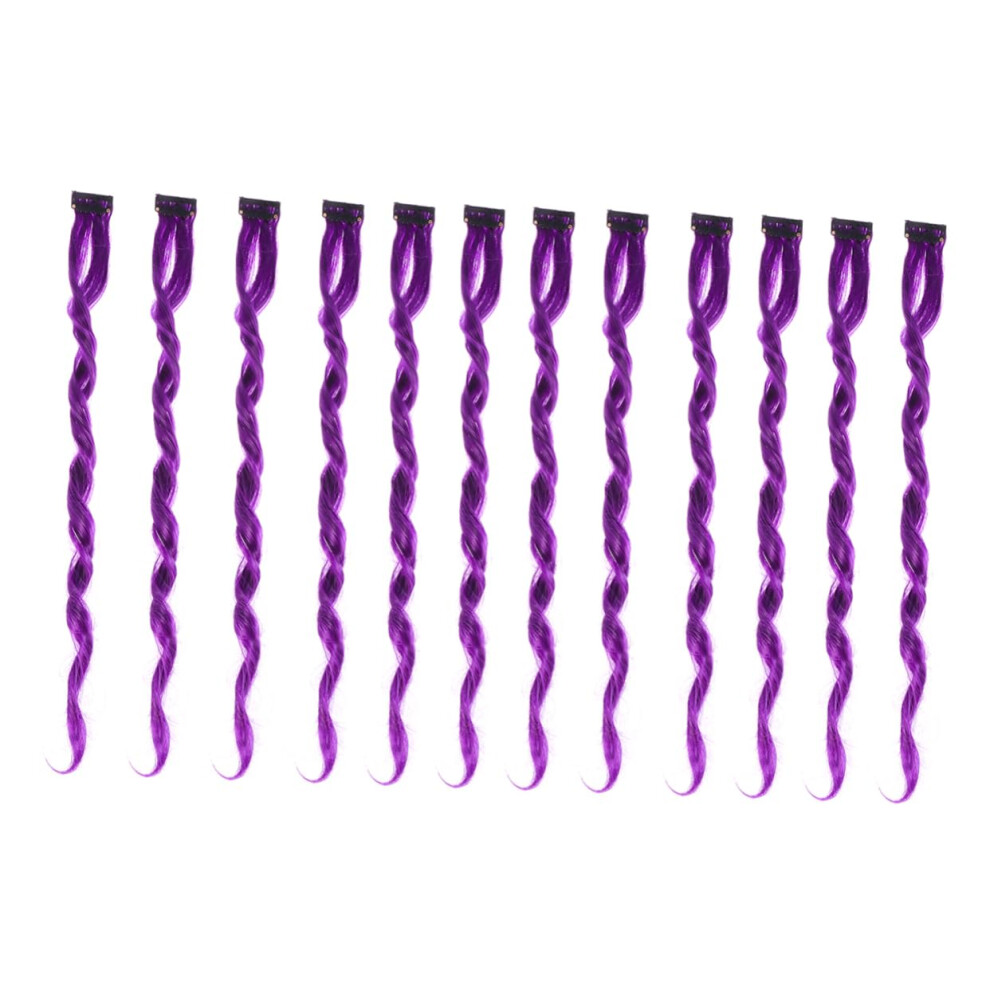 Unisex Purple Clip In Hair Extensions For Women 12Pcs Long Curly Instant Color Highlights Reusable