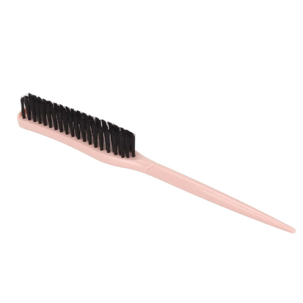 Pink Hair Teasing Brush With Rat Tail Comb, 3 Row Nylon Bristles For Volume And Sectioning,