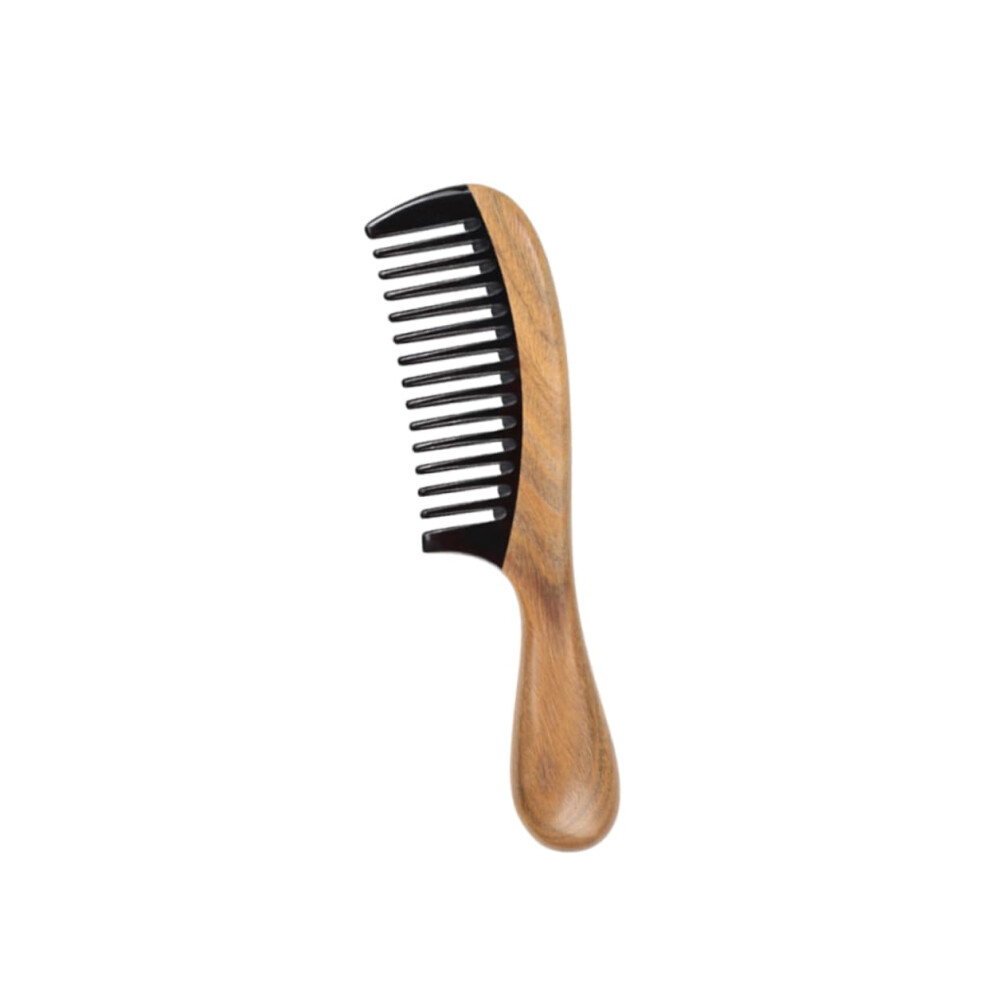 Unisex Sandalwood Hair Comb With Horn Handle Antistatic Smooth Teeth For Scalp Massage And Detangling