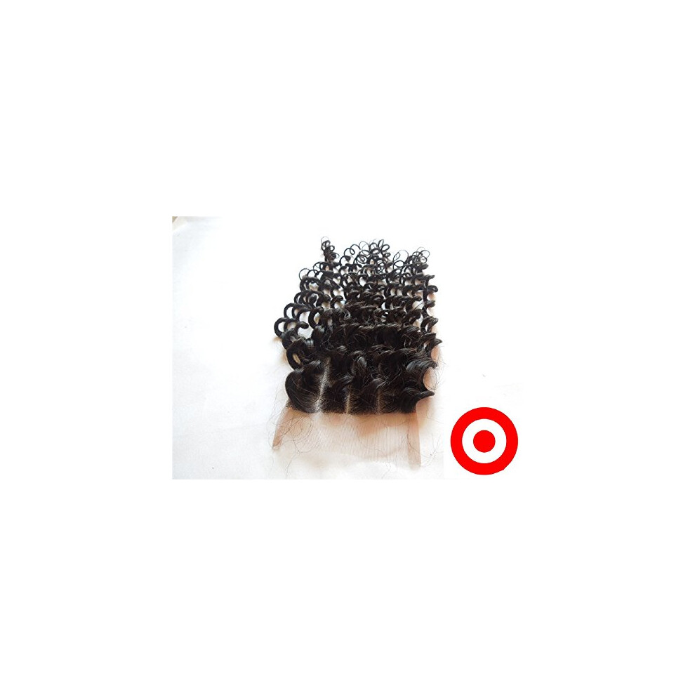18 Inch Deep Wave Lace Closure 3 Part 4x4 Cambodian Virgin Human Hair, Bleached Knots, Natural Color