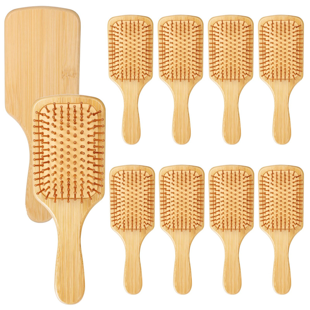 10 Pcs Bamboo Hair Brush Set with Anti Static Paddle for Gentle Detangling and Scalp Massage