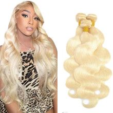 34 Inch Brazilian Blonde Human Hair Bundles 613 Body Wave Extensions Full Volume 3 Pack