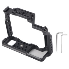 Camera Cage For Canon Sony Mirrorless Aluminum Vlogging Video Shooting Rig Stabilizer Cold Shoe Mount Multiple Mounting Points Arri Standard Locating