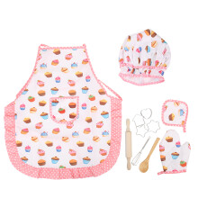 Kids Apron Chef Hat Cooking Set With Baking Tools Safety Gear Realistic Utensils Pretend Play Kitchen Toys Cookbook Adjustable Costume Gift For Girls