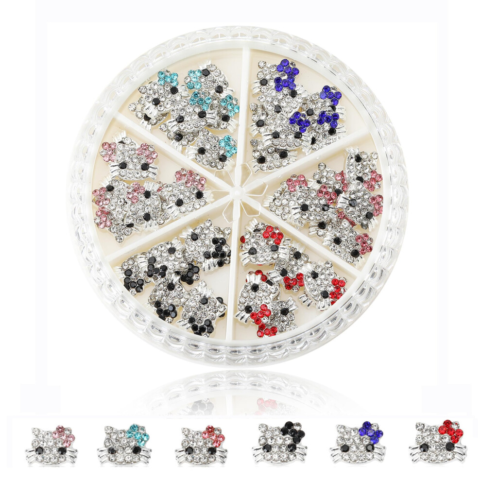 36PCS Kawaii Nail Charms Set 3D Metal Rhinestone Decorations for DIY Acrylic Nail Art