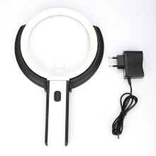 Luminária de mesa dobrável com LED e lupa, altura ajustável, luz suave e brilhante, vidro de alta qualidade, baixo consumo de energia, dupla