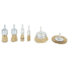Multi Purpose Wire Brush Kit For Drill, Crimped Wire Brass Coated Steel Brushes, Fine Finishes General Cleaning Tools With 1/4 Shank, Includes Cup
