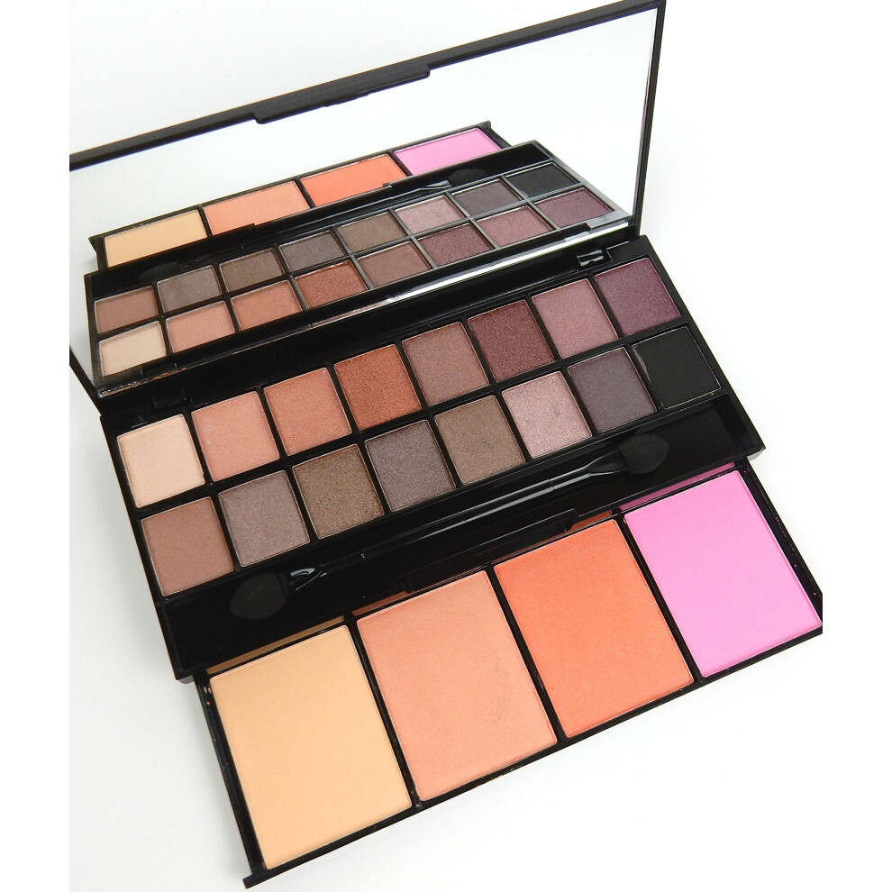 Light Eyeshadow Palette Matte And Shimmer Smoky Eye With Blush Powder, Versatile Blendable Shades