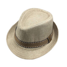 Kids Fedora Hat for Toddlers with Sun Protection, Lightweight Linen Jazz Cap for Boys, Beige
