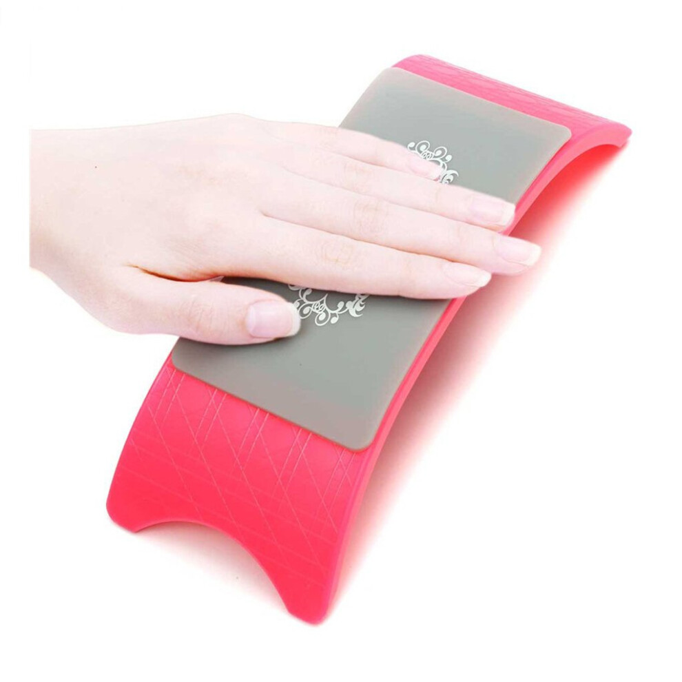 Pink Nail Art Hand Rest Pillow With Ergonomic Curved Support And Slipresistant Base For Manicure