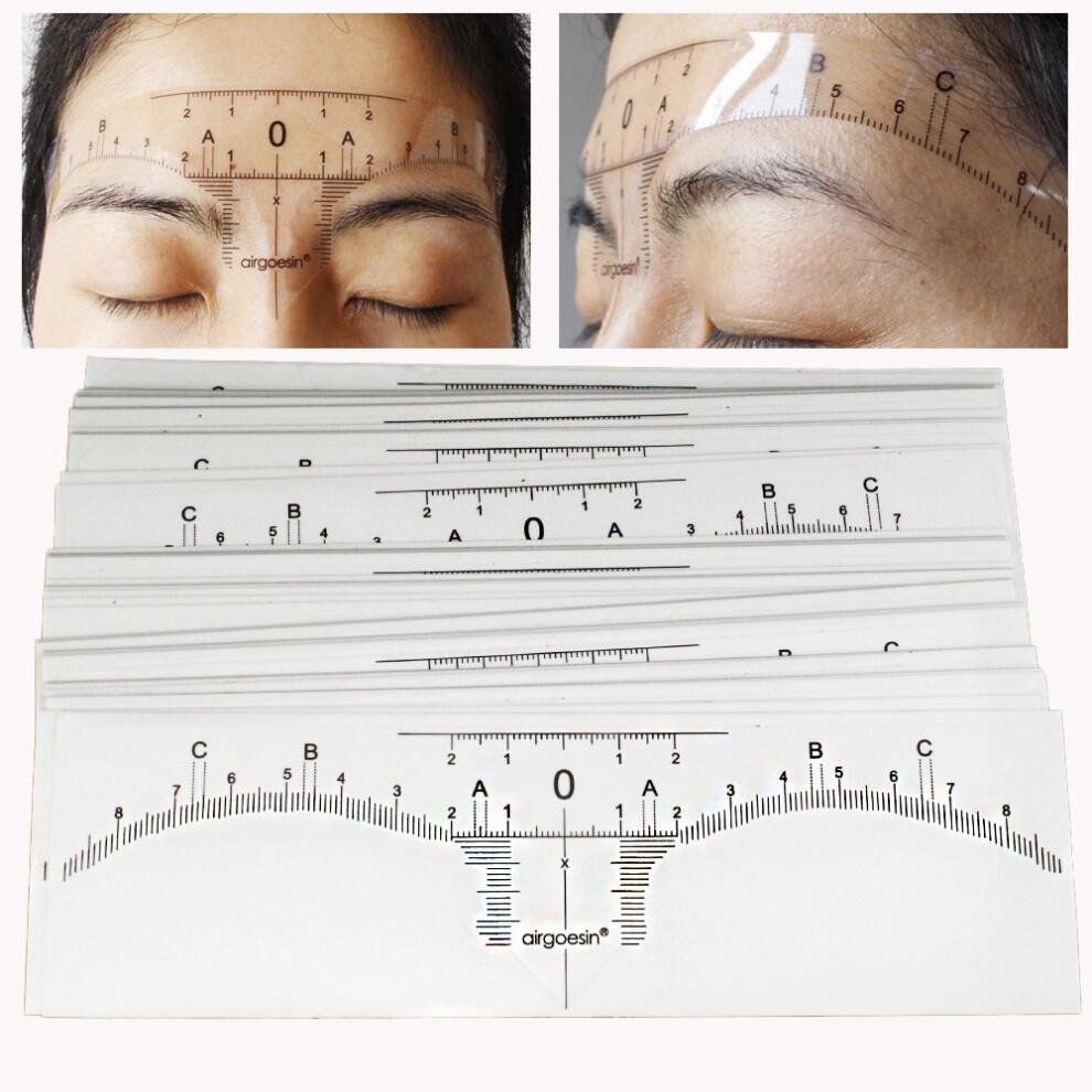 50pcs Disposable Adhesive Microblading Eyebrow Ruler Guide for Precise Permanent Makeup